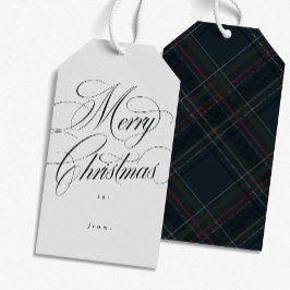 Etiqueta Para Presente Feliz Natal elegante azul marinho de feriado