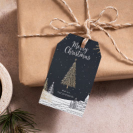 Etiqueta Para Presente Feliz Natal em Dourado e Preto