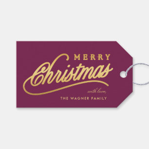 Etiqueta Para Presente Feliz Natal em Letra Dourada Moderna