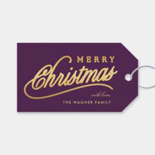Etiqueta Para Presente Feliz Natal em Letra Dourada Moderna
