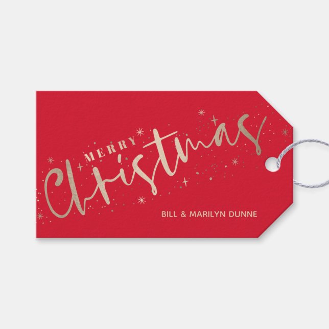 Etiqueta Para Presente Feliz Natal em Ouro (Frente (horizontal))