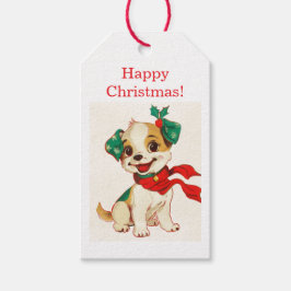 ETIQUETA PARA PRESENTE FELIZ NATAL ETIQUETA DE PRESENTE DE CÃO RETRÔ