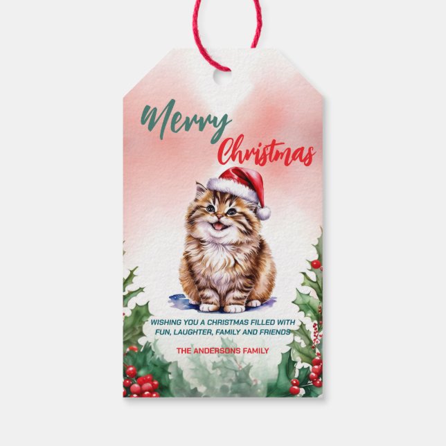 Etiqueta Para Presente Feliz Natal Feliz Gato de Gato Bonito (Verso)