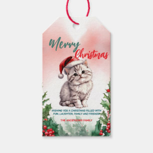 Etiqueta Para Presente Feliz Natal Feliz Gato de Gato Bonito
