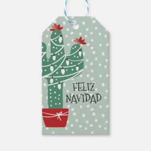 Etiqueta Para Presente Feliz Natal   Feliz Navidad Cactus