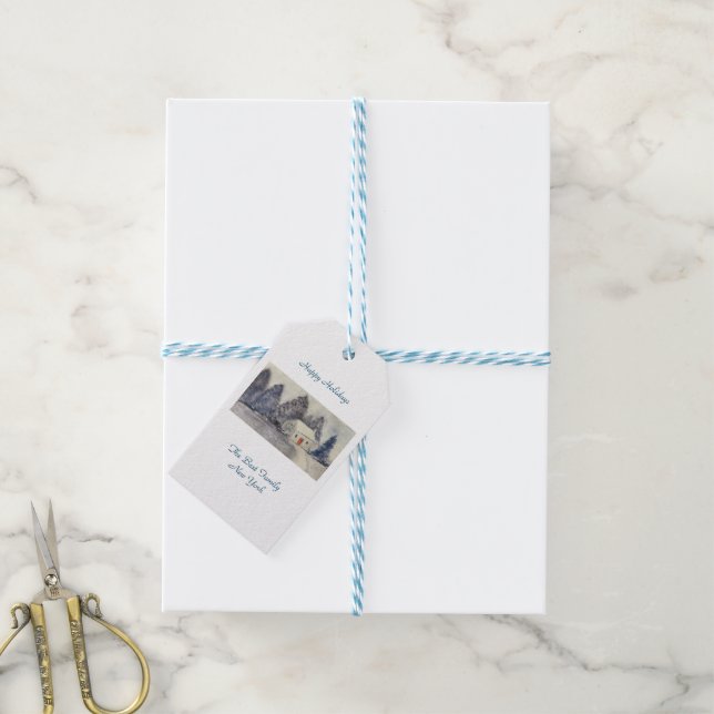 Etiqueta Para Presente Feliz Natal Feriado, Algodão Neve (Com cordão)