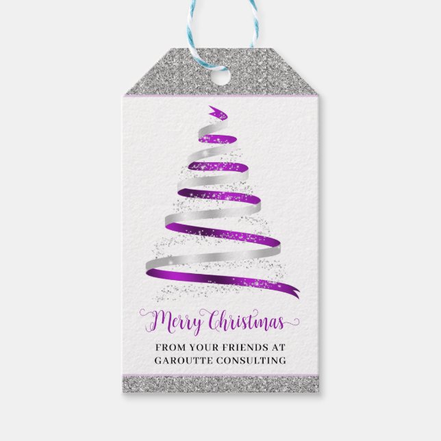 Etiqueta Para Presente Feliz Natal Feriado Empresarial na Árvore (Frente)