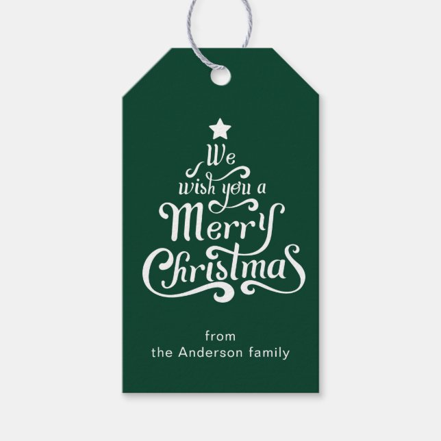 Etiqueta Para Presente Feliz Natal, feriado verde personalizado (Frente)