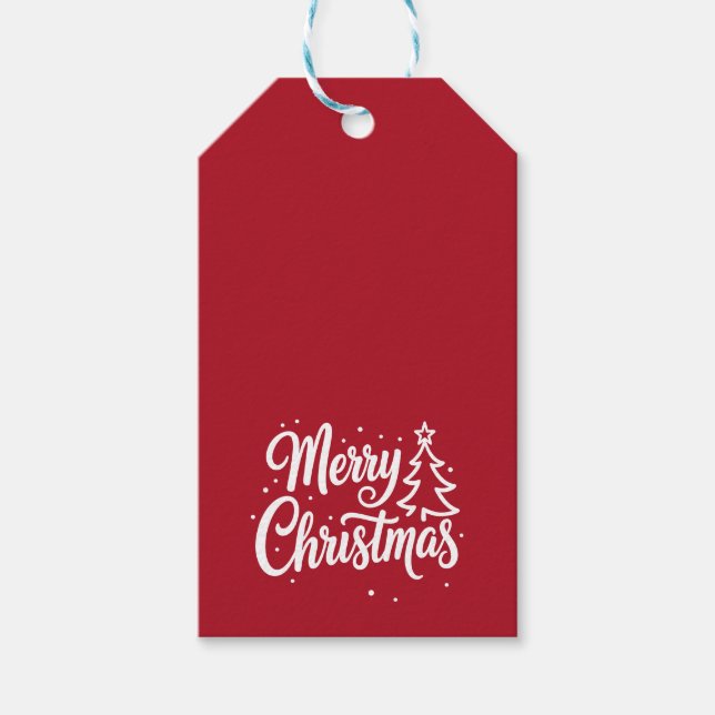 Etiqueta Para Presente Feliz Natal Feriado Vermelho (Frente)