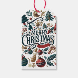 Etiqueta Para Presente Feliz Natal Festivo e Colorido