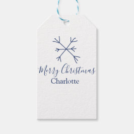 Etiqueta Para Presente Feliz Natal flocos de neve azuis adicionam nomes d