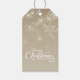 Etiqueta Para Presente Feliz Natal Flocos de Neve Feriado de Beige
