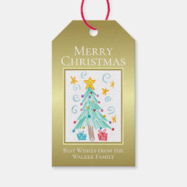 Etiqueta Para Presente Feliz Natal Foto Personalizada da Criança em Doura