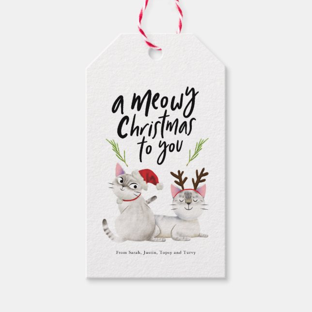 Etiqueta Para Presente Feliz Natal Gatos Gatinhos (Frente)