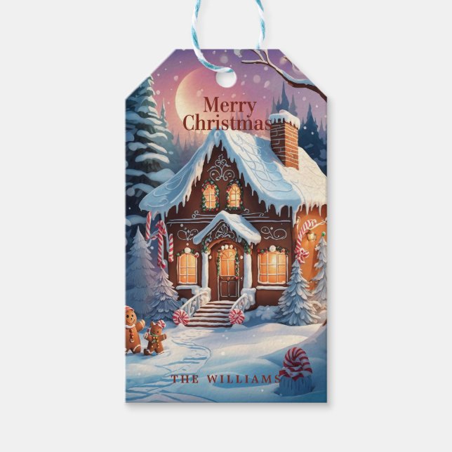 Etiqueta Para Presente Feliz Natal Gingercake House (Frente)