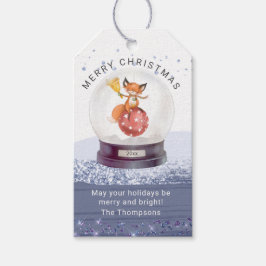 Etiqueta Para Presente Feliz Natal Globe Aquarela Fox