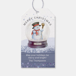 Etiqueta Para Presente Feliz Natal Globe Watercolor Snowman