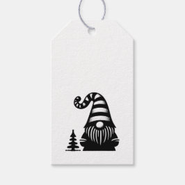 Etiqueta Para Presente Feliz Natal Gnome Grunge Chic Preto & Branco