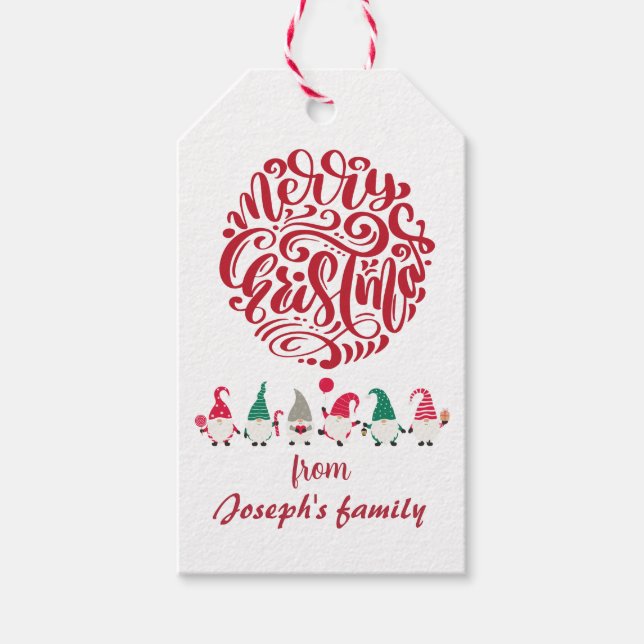 Etiqueta Para Presente Feliz Natal Gnomos (Frente)