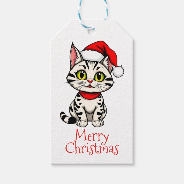 Etiqueta Para Presente Feliz Natal Kitty Cat (Frente)