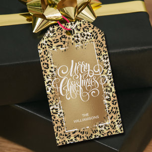Etiqueta Para Presente Feliz Natal Leopardo