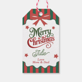 Etiqueta Para Presente Feliz Natal Listrado Verde e Vermelho