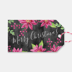 Etiqueta Para Presente Feliz Natal - Madeira Rústica e Floral