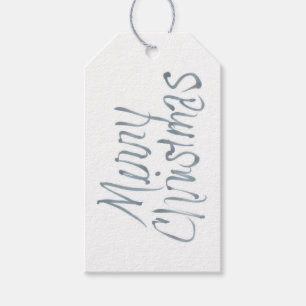 Etiqueta Para Presente Feliz Natal Manuscrito em Cinza