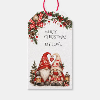 Etiqueta Para Presente Feliz Natal Meu Amor Casal Tomte Escandinavo