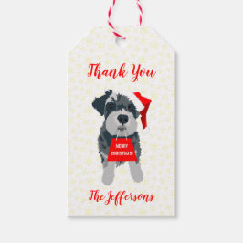 Etiqueta Para Presente Feliz Natal Mini Schnauzer Cachorro Santa Hat