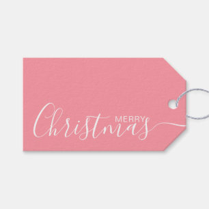 Etiqueta Para Presente Feliz Natal Minimalista Branco Rosa