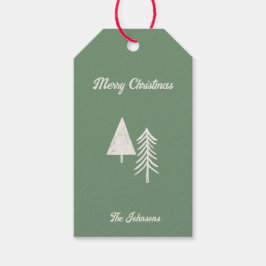 Etiqueta Para Presente Feliz Natal Mínimo Azul-Árvore de Natal