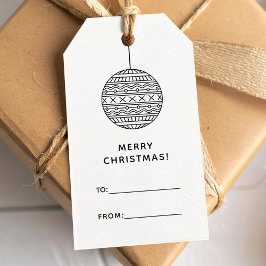 Etiqueta Para Presente Feliz Natal moderno com bola de Natal
