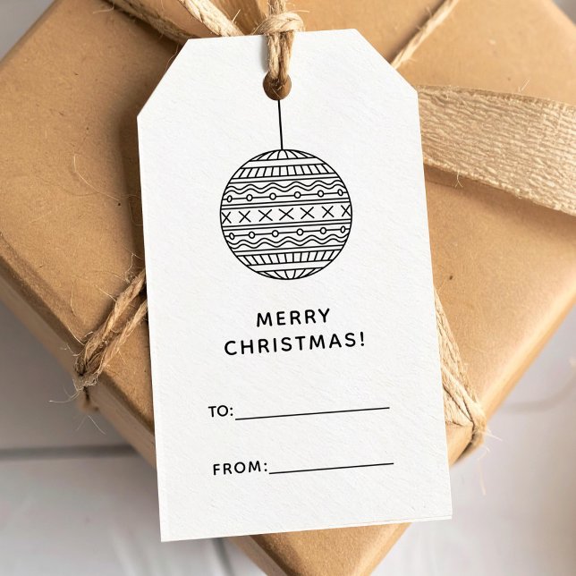 Etiqueta Para Presente Feliz Natal moderno com bola de Natal (Criador carregado)