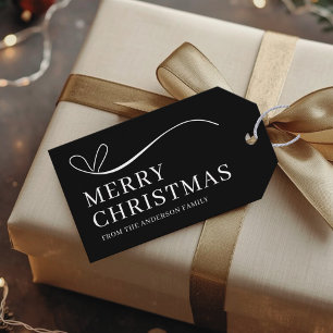 Etiqueta Para Presente Feliz Natal moderno preto simples