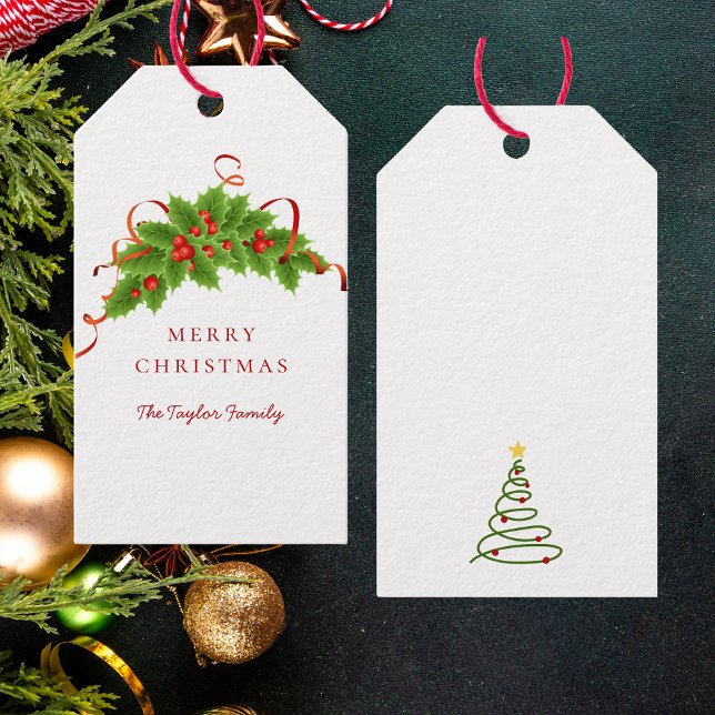 Etiqueta Para Presente Feliz Natal Moderno Script Simples Caligrafia (Criador carregado)