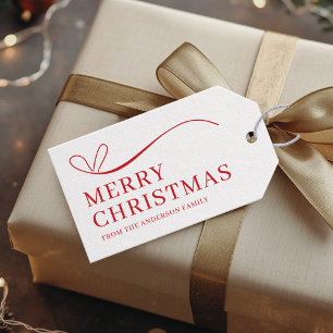 Etiqueta Para Presente Feliz Natal moderno simples branco vermelho