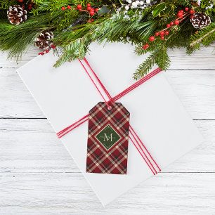 Etiqueta Para Presente Feliz Natal Monograma Xadrez Vermelha Natal