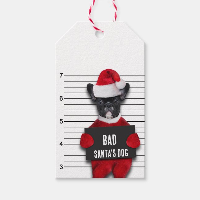 Etiqueta Para Presente Feliz Natal Mugshot Papai noel Mau Cão (Frente)