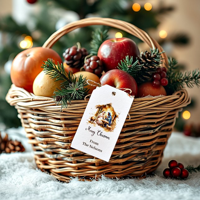 Etiqueta Para Presente Feliz Natal Natividade personalizada (Criador carregado)