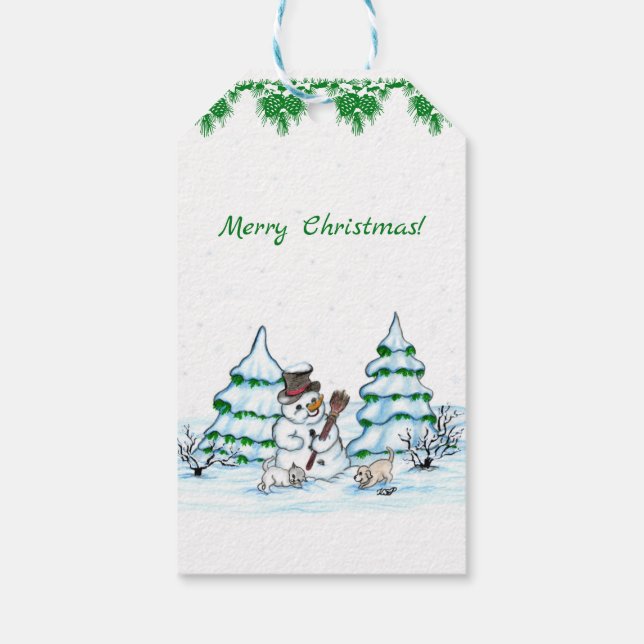Etiqueta Para Presente Feliz Natal! Neve com Cat e Puppy (Verso)