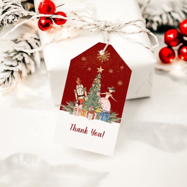Etiqueta Para Presente Feliz Natal Nutcracker Obrigado (Merry Christmas Nutcracker Thank You Gift Tags)