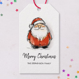 Etiqueta Para Presente Feliz Natal Papai Noel Desenho Ilustração Fofa