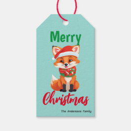 Etiqueta Para Presente Feliz Natal Papais noeis da Raposa Vermelha Férias