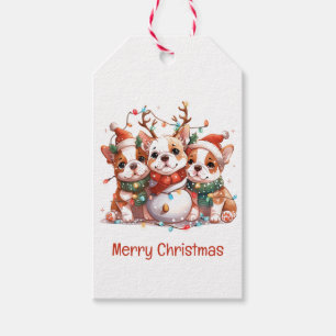 Etiqueta Para Presente Feliz Natal - Papais noeis de Renas para Bulldog I