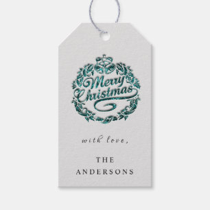 Etiqueta Para Presente Feliz Natal Para Dar Nome A Cinza De Sinos Teais D