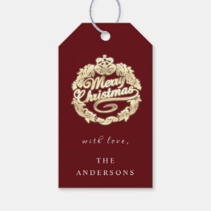 Etiqueta Para Presente Feliz Natal Para Dar Nome A Wreath Royal Burgundy