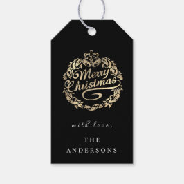 Etiqueta Para Presente Feliz Natal Para Dar O Nome Wreath Royal Black Dou