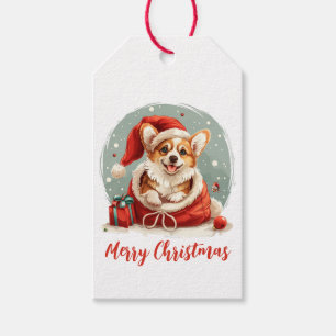 Etiqueta Para Presente Feliz Natal Pembroke Welsh Corgi Puppies