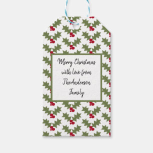 Etiqueta Para Presente Feliz Natal Personalizado Holly Red e Verde